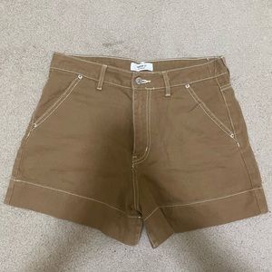 brown high waisted denim shorts